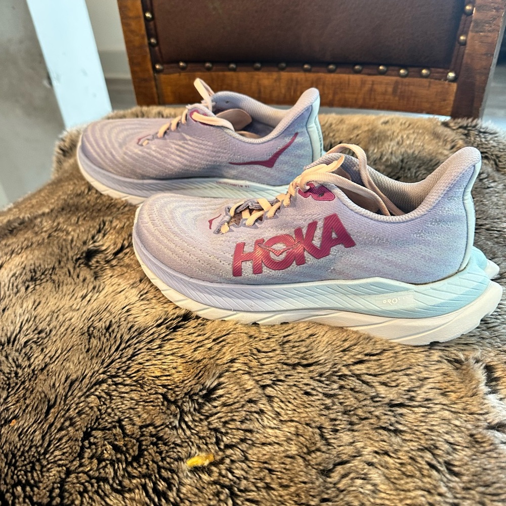 HOKA One One Mach 5 Blue & Purple Running Sneakers, Size 6 - Picture 4 of 7